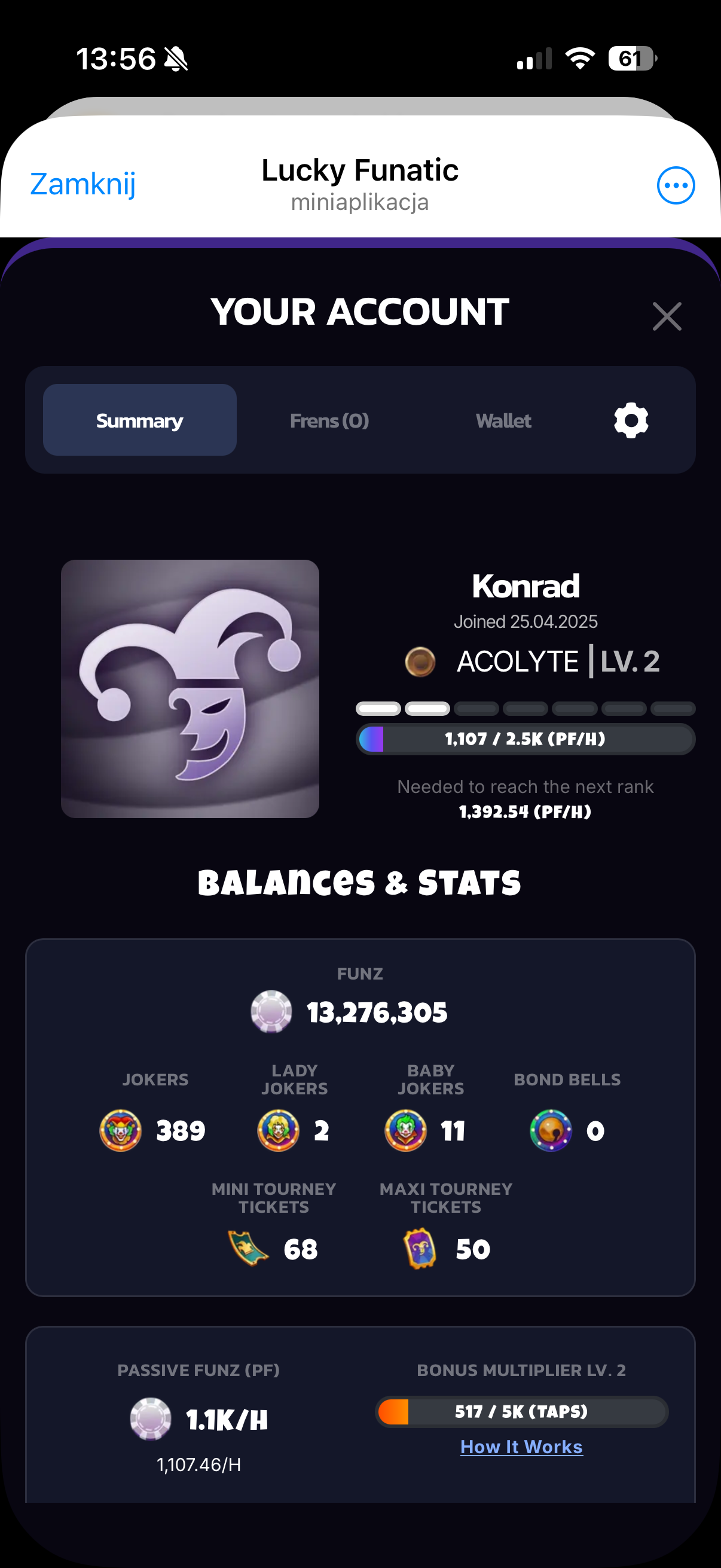 Account summary