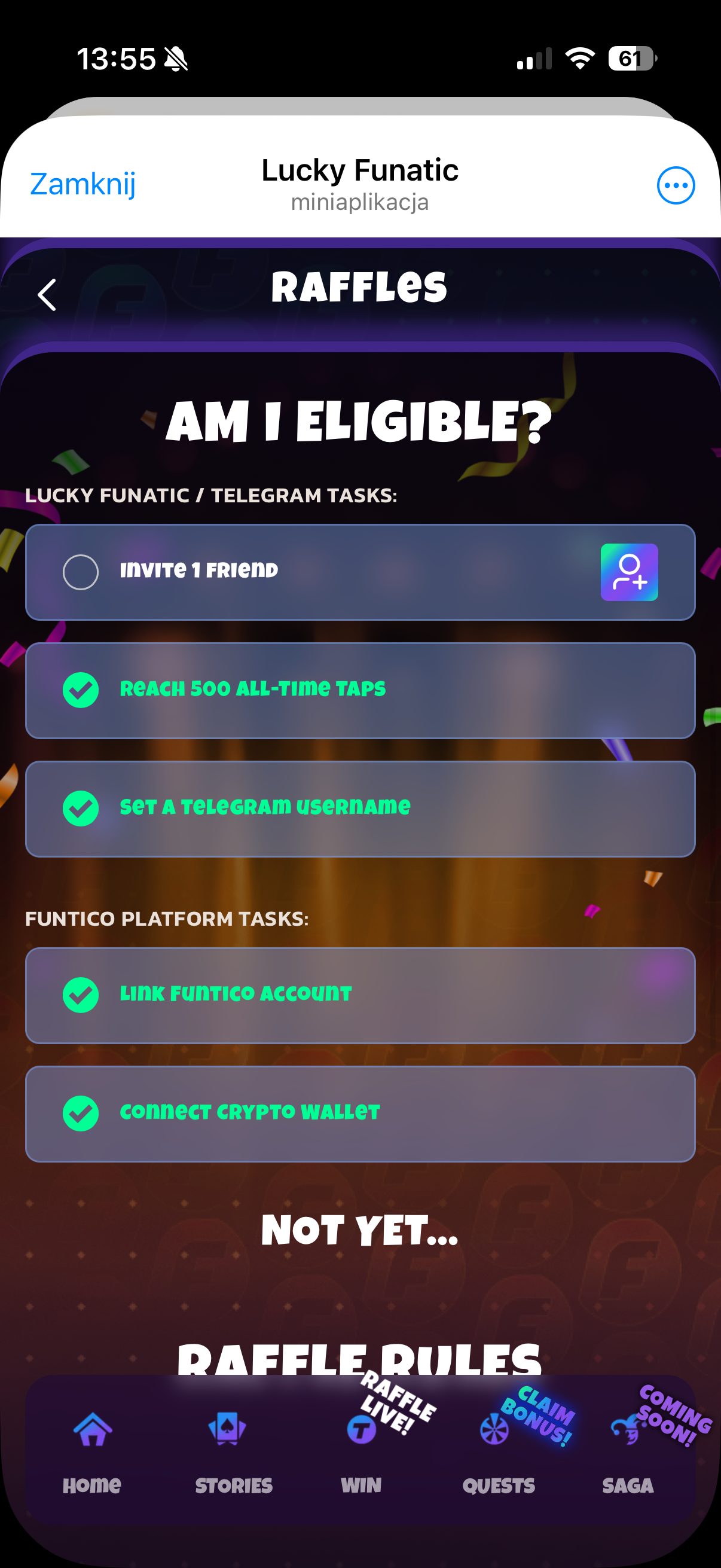 Raffle eligibility
